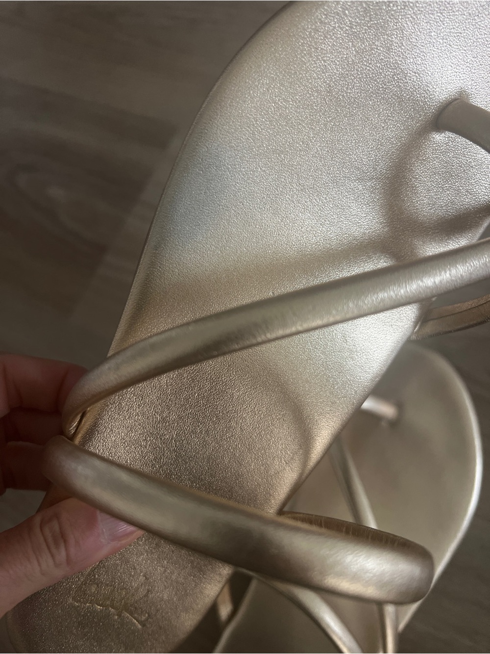 Beek Sunbird Metallic Gold Strappy Slide Sandals with added sole size 9 - Picture 3 of 7